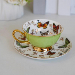 Euroopa Bone China kohvitass v&auml;rviline portselanist liblikas keraamiline teetass ja alustass Briti kontori teetassi joogin&otilde;u kingitus