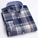 Puuvillane Oxfordi s&auml;rk, suur suurus S~7XL, vabaaja &auml;rimeeste ruudulised s&auml;rgid, ruudulise disainiga, tavaliistuvad pikkade varrukatega meeste pluusid. XXL