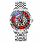 Dulunwe Kiikuv P&ouml;&ouml;rlev Ketas Disain &Otilde;&otilde;nes Skelett Kellad &Auml;ri Trendikas Meeste K&auml;ekell Ruletiratas Automaatne Mehaaniline Kell h&otilde;be/punane