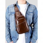 Ehtsast nahast meestekotid Vintage Crazy Horse nahast Crossbody kotid Vabaaja &otilde;lakotid Kaldus risti rinnakotid kohv