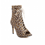 Moodsad Suvised Kevadised Pahkluusaapad Naistele Kingad Seksikad Kontsad L&uuml;hikesed Saapad Daamide Avatud Varbapaela-up Leopardiprint Peo Tantsukingad Naiste Suur Suurus 34 leopard