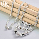 925 h&otilde;bedast madu ketiga helmestega kaelakee moodne pulmaehted 45CM