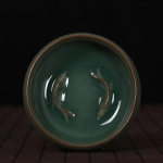 Hiina Longquani seladonkeraamika Hiina teetass ja alustass teekausiga kuldkalaga 60ml seladonkrakleega teetass