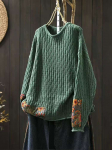 Johnature Naine talvine vintage patches O-kaelusega avar kampsun Niche vabaaja pikkade varrukatega hiina stiilis kampsun One Size