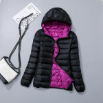 S&uuml;gis Talv Naiste Kahepoolsed Kerged Joped Kapuutsiga Tuulekindlad Sulemantlid &Uuml;likerged Kaasaskantavad Puhvparkad 4XL(108cm bust) must