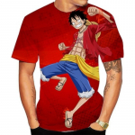 &Uuml;hes t&uuml;kis ahv D. Luffy T-s&auml;rk Anime Multifilm Anime 3D 3D Harajuku graafika paaridele meestele, naistele, t&auml;iskasvanutele, tagasi kooli 3D-print L
