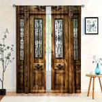 2 tk Helepruunid Puidust Uksekardinad - Elegantne Akende Kaunistus Magamistoa, Kontori, K&ouml;&ouml;gi ja Elutoa Sisekujunduseks Lihtne Paigaldus (W50H130cm)-2pcs&Hook
