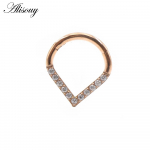 Alisouy 1 tk Roostevabast Terasest Armastuse S&uuml;damega Vee Tilga Tsirkooniga Hingedega Kl&otilde;psatav Nina Septum R&otilde;ngas K&otilde;hre K&otilde;rvar&otilde;ngas Keha Augustus Ehted roosa kuldne v&auml;rv