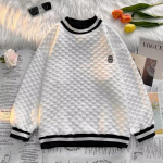 Nooruslik stiil retro lihtne v&auml;rviplokk vahvel &uuml;mmarguse kaelusega dressipluus meeste trendikas lai lahtine paar casual mitmek&uuml;lgne pealisr&otilde;ivas M