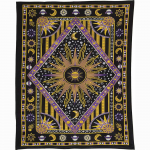 Bless International k&auml;sitsi valmistatud India hipi Boheemian Psychedelic Celestial Sun Moon Seinale riputatav voodipesu gobel&auml;&auml;n (Lilla/kollane) Poster