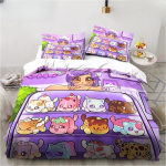 APHMAU Multifilmim&auml;ngu Voodipesukomplekt 3D Digitr&uuml;kiga Voodipesu 3-osaline Komplekt(Ilma s&uuml;damikuta)Sobib magamistuppa, lapsele Aphmau tekikottide komplekt Usking264x229cm