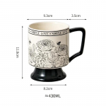 430ml Ceramic Coffee Cup Mug with Rose Garden Pattern Breakfast Milk Brewing Goblet with Handle Office Water Cup Holiday Gift 430ML