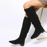 Uued Plisseeritud Saapad Naised Must Alasti Kunstseemisnahk Flokk P&otilde;lvini Saapad Daamid Madal S&uuml;gis Talv Kleidis Kingad 43 &Uuml;hev&auml;rvilised Slip-on Botas 41 must