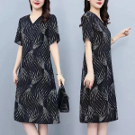 Ice siidist kleit naiste suures suuruses V-kaelusega kombineeritud simuleeritud siidist kleit keskmise pikkusega kleit M