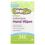 Boogie Wipes, Antibakteriaalsed k&auml;tepuhastuslapid, Alkohoolivabad, 3 pakki, 20 lappi igas yellow