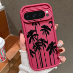 Kookosepuu mustriga &uuml;hev&auml;rviline pehme silikoonist telefoni&uuml;mbris telefonile Google Pixel 9 8 Pro Xl 8a p&otilde;rutuskindel matt l&auml;&auml;tsekaitse kukkumisvastane kate Google Pixel 9 must