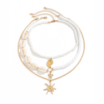 Shell Turquoise Multi-layer Starfish Beaded Necklace for Women Minimalist Accessories