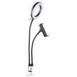 2-&uuml;hes meigivalgusti r&otilde;ngas LED-selfie s&otilde;rmuse valgusega pika k&auml;e laiska mobiiltelefonihoidjaga TikToki videoblogijate otse&uuml;lekande jaoks must