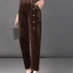 Stiilsed S&uuml;gis-Talvised Vintage Sametp&uuml;ksid Uued Vabaaja K&otilde;rge V&ouml;&ouml;koht Soojad Pikad P&uuml;ksid Retro Pahkluupikkus Streetwear Moep&uuml;ksid XXXL kohv