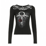 Naiste pitsist splaissing Personality Spice Sexy Crew Neck Slim &otilde;huke pikkade varrukatega top S must