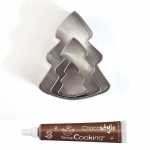 Stylo chocolat + 3 mini emporte-pi&egrave;ces inox Sapins