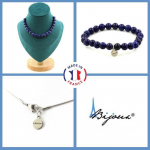 Pierres et Min&eacute;raux. Parure bijoux Bracelet Collier 20 Perles Lapis Lazuli 8 mm. Chaine en Taille personnalisable.