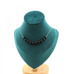 Pierres et Min&eacute;raux. Collier 10 perles Agate noire 8 mm. Chaine en acier inoxydable Collier femmes, hommes. Taille personnalisable.