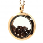 Pierres et Min&eacute;raux. Collier Diamant marron brut. Mod&egrave;le M&eacute;daillon 30 mm. Couleur Or rose.