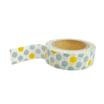 Masking tape - Non sp&eacute;cifi&eacute; - Motifs bleus et jaunes - Papier washi japonais - 10 m x 1,5 cm - Repositionnable