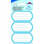 12 &eacute;tiquettes adh&eacute;sives scolaires - Ovale Vintage - Bleu
