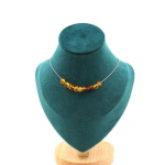 Pierres et Min&eacute;raux. Collier 10 perles Ambre v&eacute;ritable de la mer Baltique. Chaine en acier Collier femmes, hommes. Taille personnal