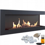 Wall mounted Bioethanol fireplace DELTA 1200 T&Uuml;V right-sided with decorative stones set