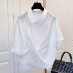 YYFS Naiste mood vabaaja suvekevadine &uuml;hev&auml;rviline printimine l&uuml;hikeste varrukatega POLO kaelusega pluusid ja s&auml;rgid M valge