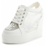 Uued s&uuml;gisesed valged varjatud kiilukontsad vabaajajalatsid Naine Blingi platvormkingad Lift 10 cm k&otilde;rged kontsad naiste tossud 39