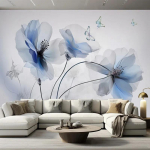 3d seinamaal V&auml;rske K&auml;sitsi Joonistatud Lill Liblikas Tapeet Diivan TV Taust Kodu Sisekujundus Seinamaalid Fresko 200 cm(W) x 140 cm(H)