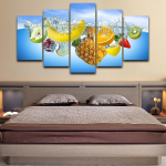 5 paneeli kaasaegne l&otilde;uend elutuba kodukaunistus pildid puuvili ja vesi HD-tr&uuml;kitud maal Seinakunst Plakatid Dekoor Ilma raamita 20x35cm*2 20x45cm*2 20x55cm*1