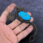 Tibetan Turquoise Handmade Copper Wire Wrap Dragon Jewelry Pendant 4.53 l3v81