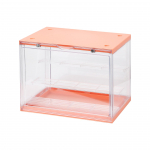 L&auml;bipaistev tolmuvaba hoiukast figuuride eksponeerimiseks, akr&uuml;&uuml;lmudelkapp magnetkinnitusega, ideaalne organiseerija kollektsioneeritavatele esemetele ja m&auml;nguasjadele 30 x 17 x 23CM oranž
