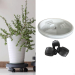 Plant Stand with 3 Wheels and Drainage Tray Round Pot Mover Rollers Flower Rack on for