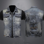 Meeste Mootorratta Retro Vest Mootorratta S&otilde;idu Denim Jakk Meeste R&otilde;ivad L