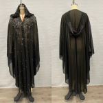 Pikk kapuutsiga keepkleit kuumliimitud strasskivide ja helmestega, moslemi abaya, elegantne, stiilne naister&otilde;ivas One Size