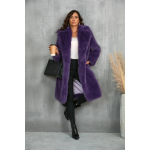 VAYLA Luksuslik Kohev Karvkasukas Talvine Naiste Karusnahast Kraega Soe Pikk Faux Karusnahast Jakk Karvane Rev&auml;&auml;r Streetwear Kampsun Paks Tasku &Uuml;ler&otilde;ivas XXXL lilla