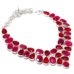 Ruby(Simulated) Gemstone 925 Sterling Silver Jewelry Necklace 18 z4r19