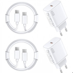 2 Chargeur Rapide 45W + 2 C&acirc;ble USB-C 1M pour Samsung Galaxy S25 Ultra S25 Edge S25+ - Blanc