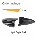 Carbon Fiber Style Black Rearview Side Mirror cover Cap for VW JETTA MK6 Volkswagen Passat B7 Scirocco Beetle CC Eos Replacement Bright Black