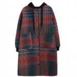 Talvised naister&otilde;ivad Kapuutsiga polsterdatud jope Parka Fashion Plaid Keskmise pikkusega manteljakk Hoia soojas vaba vaba aeg M