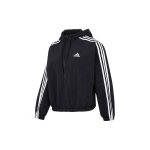Adidas Logo Tikitud Triibulise &Auml;&auml;risega Kapuutsiga Tuulejope Jakk Naiste Jakk Must HT3399 S