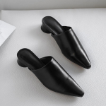 Mood 2025 Suvi Naiste Sandaalid Ehtsast Nahast Kingad Naistele Terava Ninaga Madala Kontsaga Naiste Sandaalid Katvad Varbad Paksu Kontsaga Naiste Muulad 34 must