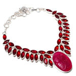 Rubiin(Simuleeritud) Granaat 925 Sterling H&otilde;be Ehted Kaelakee 18