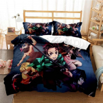 Kuum Anime Demon Slayer Voodipesukomplekt Jaapani Joonisfilm Voodipesu 200x220 Teismelised T&uuml;drukud Kahene &Uuml;hekohaline Queen King T&auml;issuuruses Tekikotikomplektid cot size 70x133cm